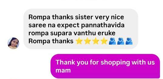 Instagram message in Tamil: very nice saree, better than expected, many thanks
