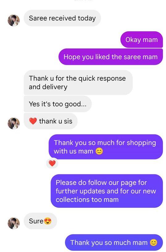Instagram message: thank you for the quick response and delivery, it is too good