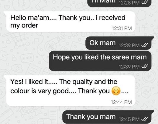 WhatsApp message: I liked it, the quality and the colour is very good
